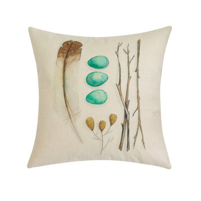 Feather, Eggs And Branches Pillow Cover