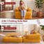 Fauteuil convertible surdimensionné en velours côtelé avec éponge à rebond élevé et coussin-1421469129