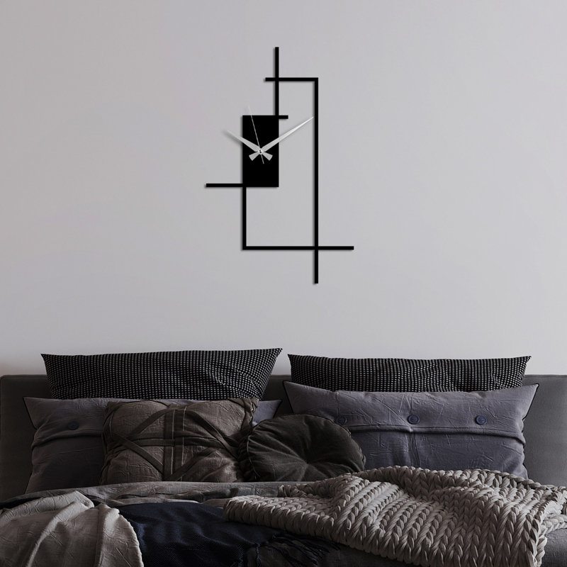 Horloge murale élégante en métal, noire, 19,3 po x 11,8 po | Fabrication 100% métal, épaisseur: 0,06 po | Mécanisme silencieux, fixation murale facile | Léger à 0,6 lb, parfait pour la décoration de la maison ou du bureau, montre élégante et fonctionnelle