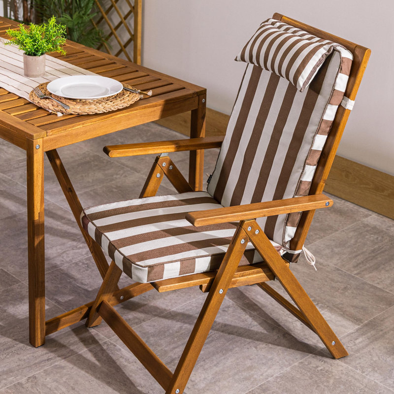 Geometric Outdoor High Back Seat Pad, Brown Deckstripe