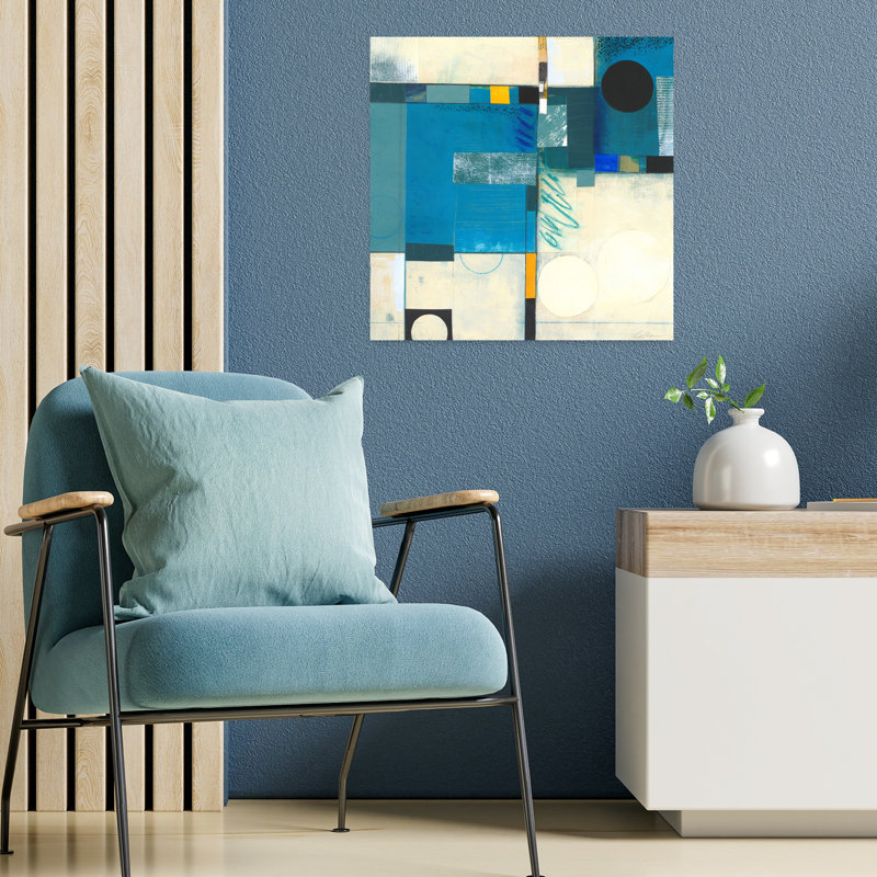 Calypso Blue I, art contemporain abstrait, H 18 po x l 18 po