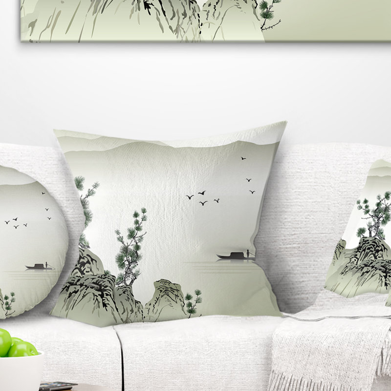Paysage avec coussin marin, 16 po x 1 po, Coussin décoratif