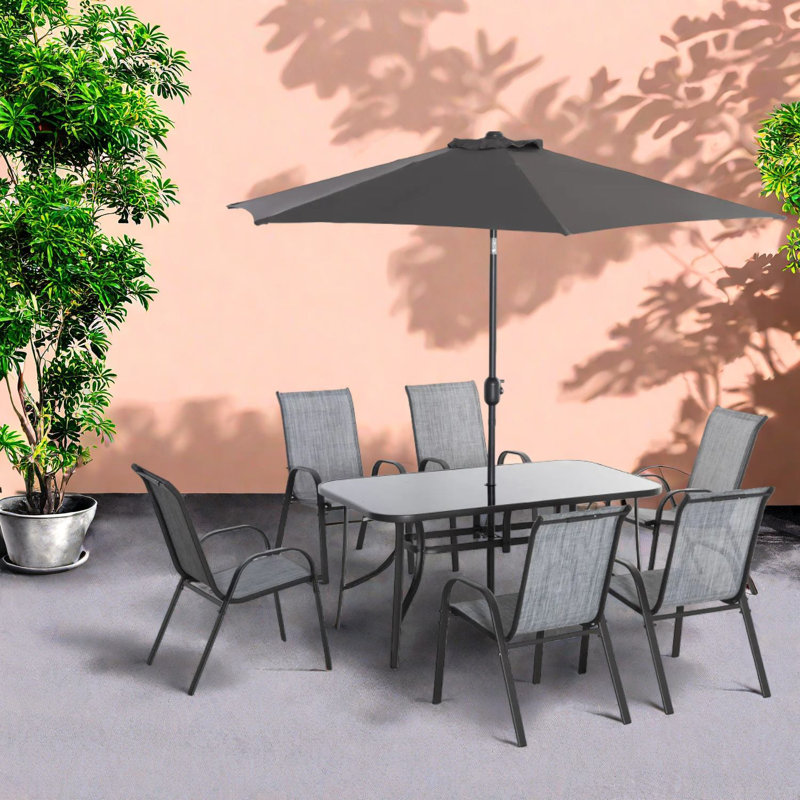 Ensembles de salle à manger de patio peu encombrants, aluminium et filet, solution d'extérieur moderne