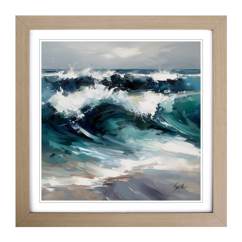 Ocean Modern Art - Framed Print, Oak