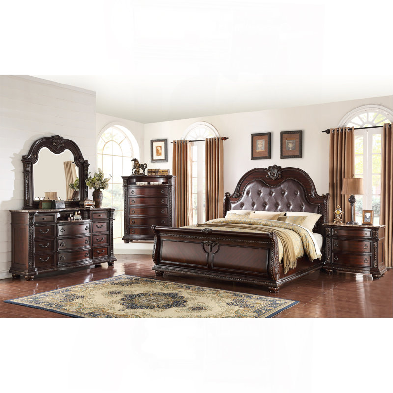 Lit-bateau formel 1pc, Brun antique, Grand lit