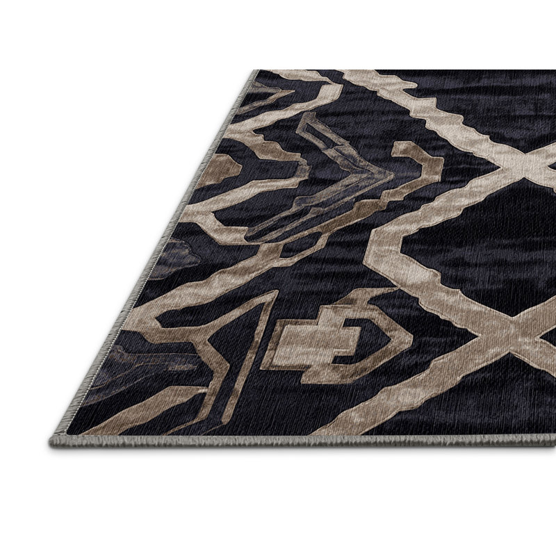 Machine Washable Gray Area Rug, Square 5'