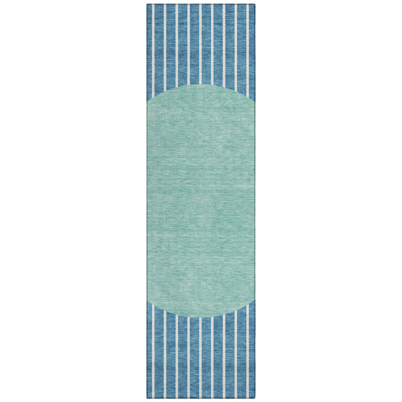 Machine Washable Indoor/Outdoor Chantille ACN994 Teal Area Rug, Runner 2'3" x 7'6"