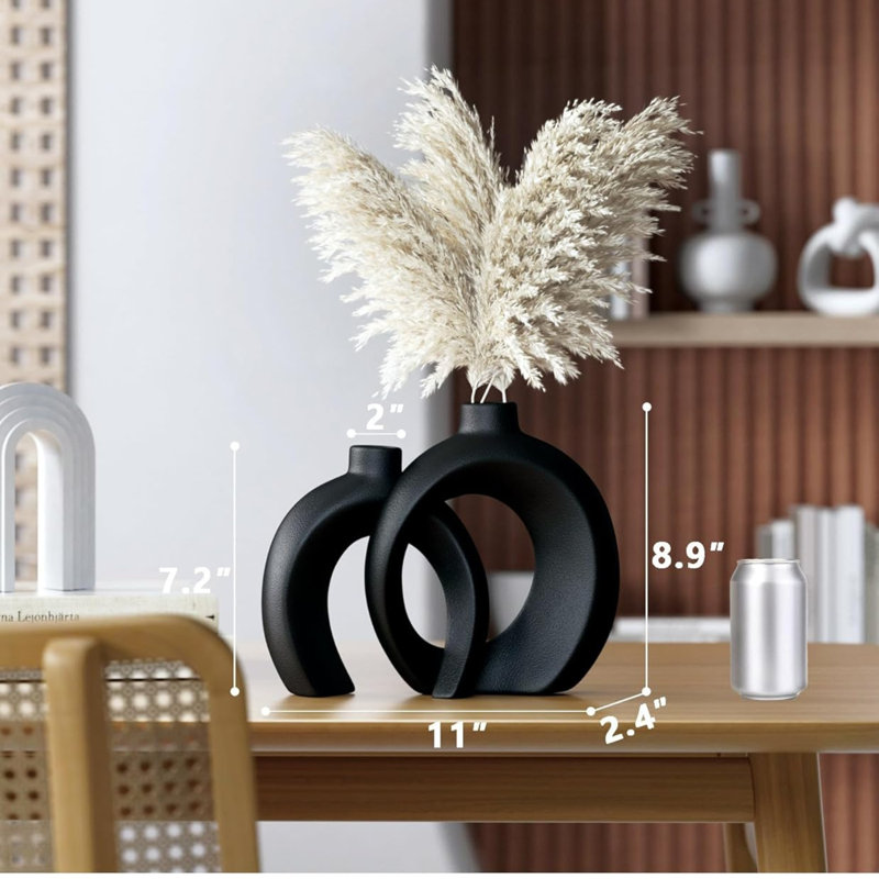 Ensemble de 2 vases à beignet noir mat