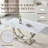 Faux Marble Dining Table Set, 69.3" Rectangular Dining Table & Tufted Velvet Chairs, Modern Kitchen Dining Room Table with Dual U-Shape Stainless Steel Base and Chairs Set-764896871-764896888