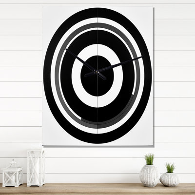 Bauhaus Black And White Circular Minimalism II - Modern Geometric Very Large Wall Clocks