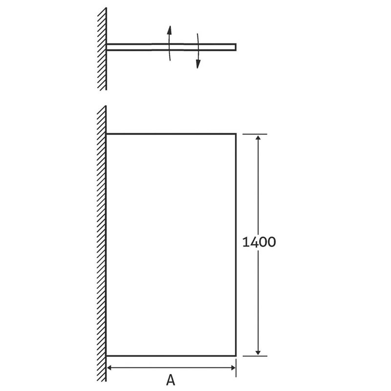 Waverley 800mm W x 1400mm H Pivot Frameless Tub Door with Clear Glass