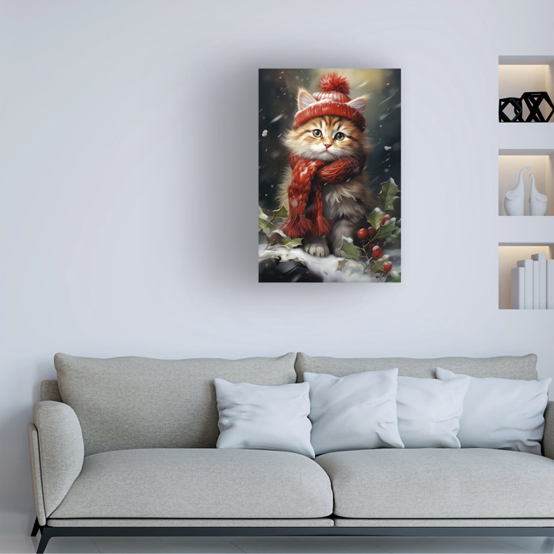 «Momart Cats In The Snow 3», reproduction sur toile, H 19 po x l 12 po x P 2 po