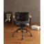 Fauteuil de direction rétro en cuir fleur rétro avec fonction pivotante, 25 po x 24 po x 32 po, accoudoirs fixes et garniture cloutée