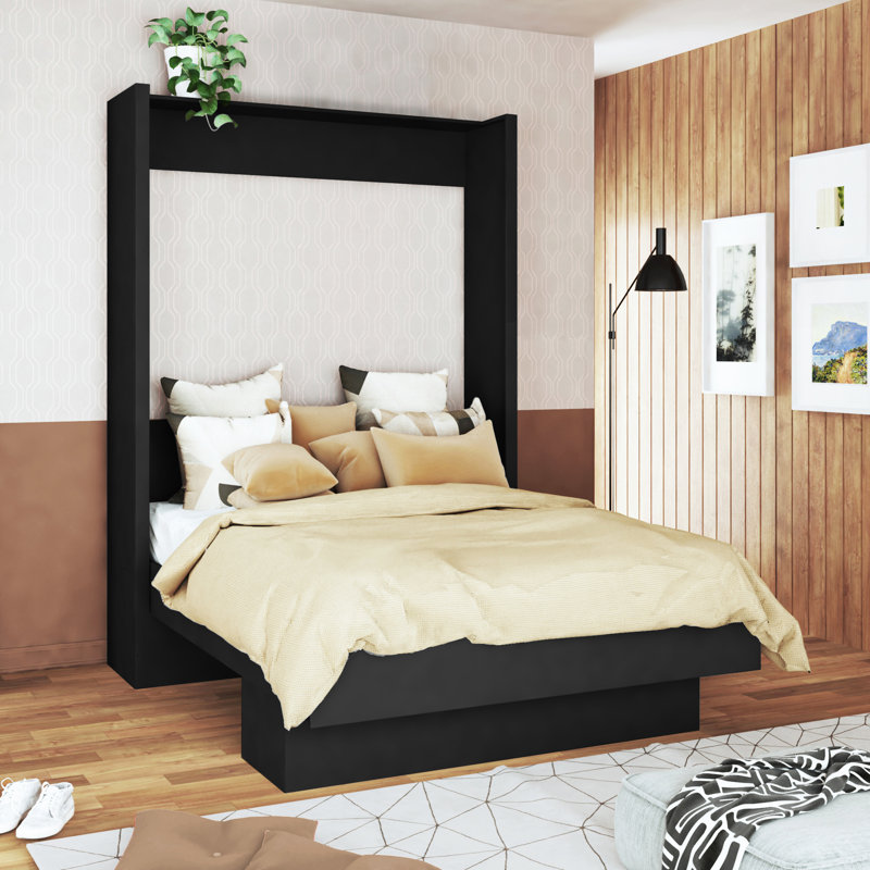 Lit escamotable avec rangement Dekari, Grand lit, Noir