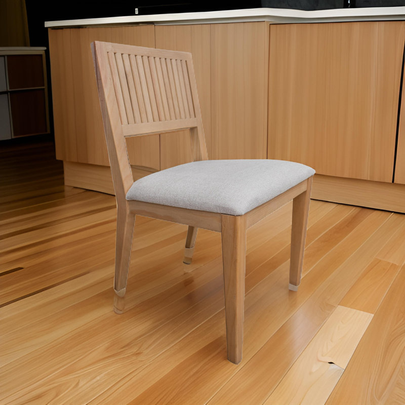 Ensemble de 2 chaises d'appoint de salle à manger Izya, cannelé, polyester blanc, bois massif brun