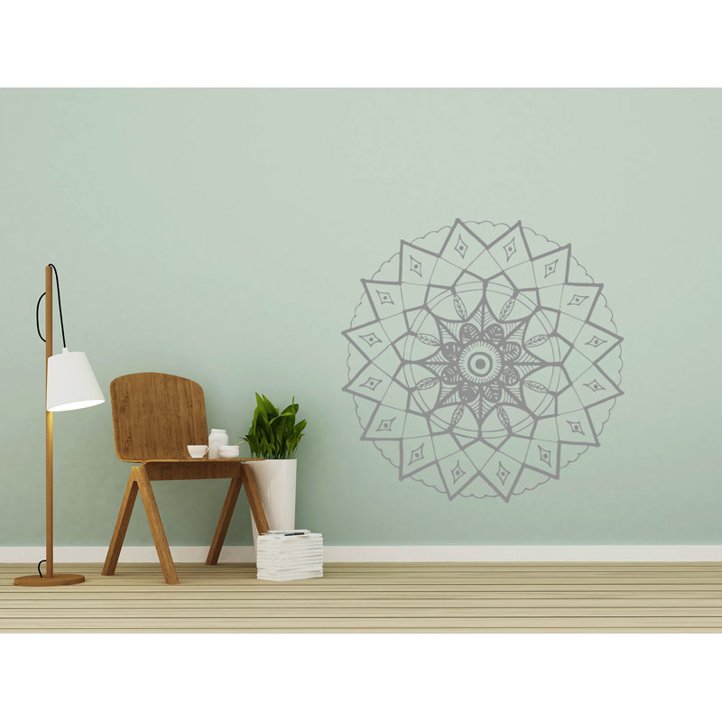 Adhésif décoratif mandala yoga, H 36 po x l 36 po, Argent