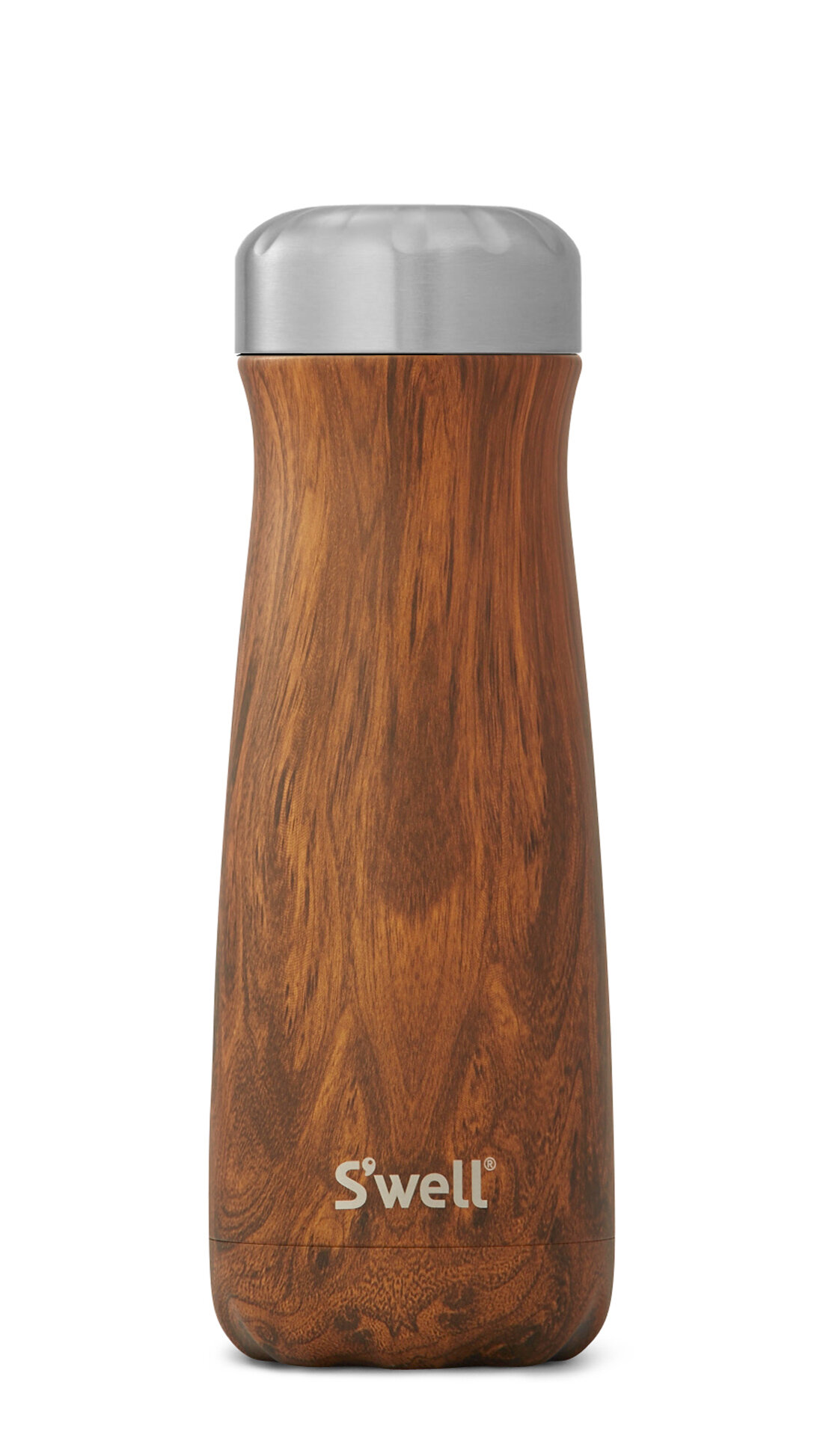 Wood S'well Stainless Steel Tumbler with Clear Slide-Open Lid-18 Fl  Oz-Teakwood Triple-Layered Vacuum