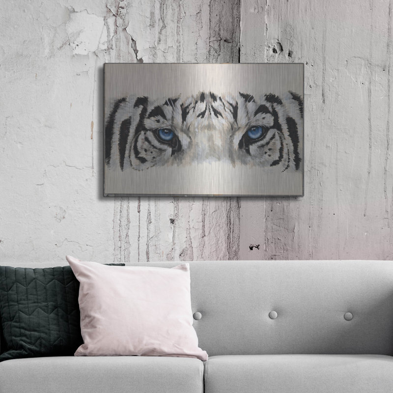 «White Tiger» par Barba «Eye-Catching White Tiger» par Barbara Keith, H 24 po x l 36 po