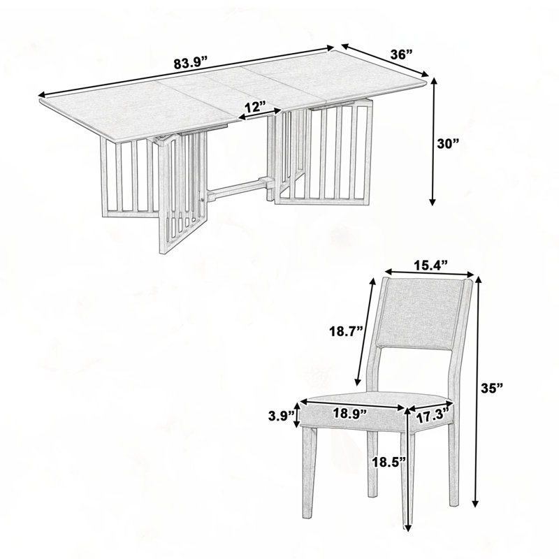 Ensemble de table de salle à manger extensible 9 pièces 83,9 pouces