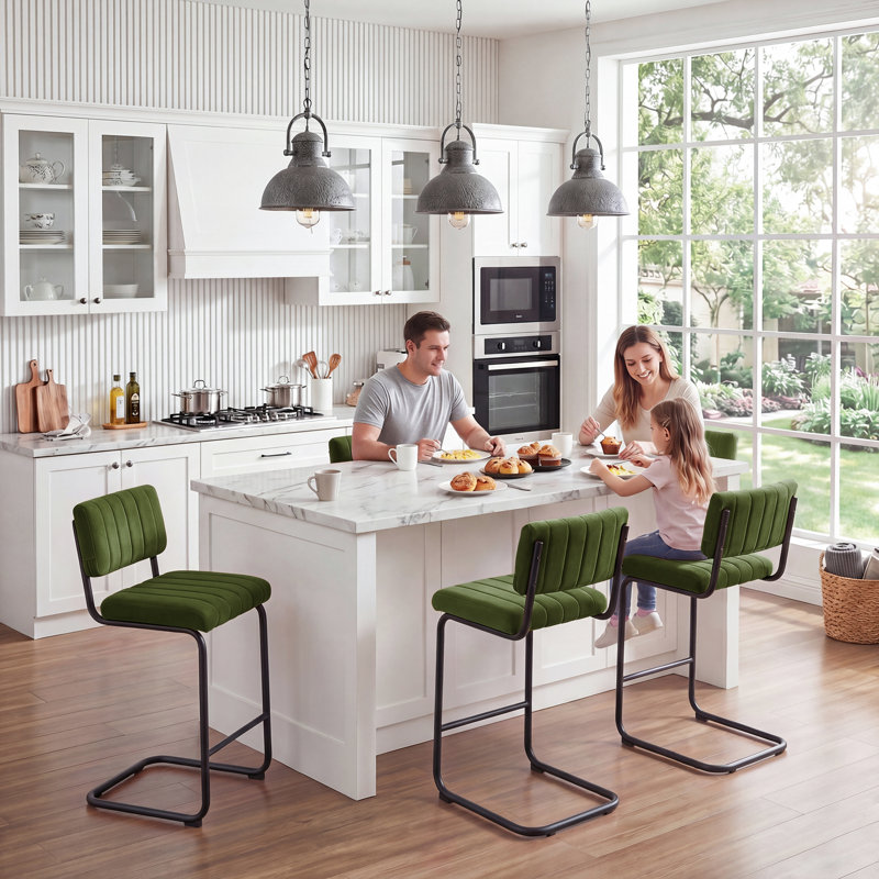 Ambrine Bar Stool, Olive Green, Counter Stool (62.5cm Seat Height)