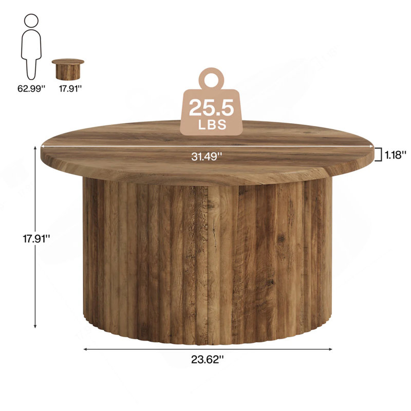 Élégante table ronde au centre, canapé, table d'appoint et table basse