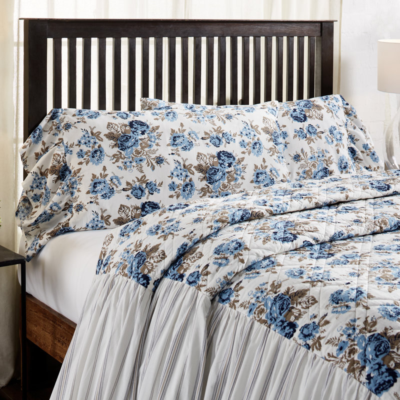 Taie d'oreiller 100% coton Annie, Taie d'oreiller de 21 po x 36 po, Bleu