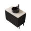 Ensemble de meuble-lavabo sur pied 24 po avec lavabo, meuble-lavabo de salle de bain autoportant avec 2 portes TURIO, lavabo rond en céramique noire avec motif en pierre et comptoir en pierre frittée blanc de Carrare, sans robinet, couleur noire