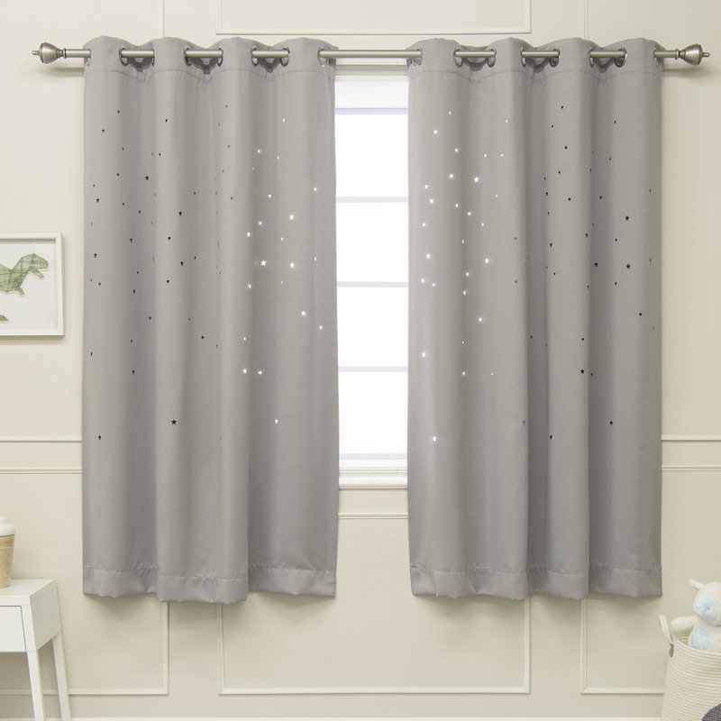 Paire de rideaux occultant et isolants avec œillets Gaitan, Colombe, l 52" x L 63"