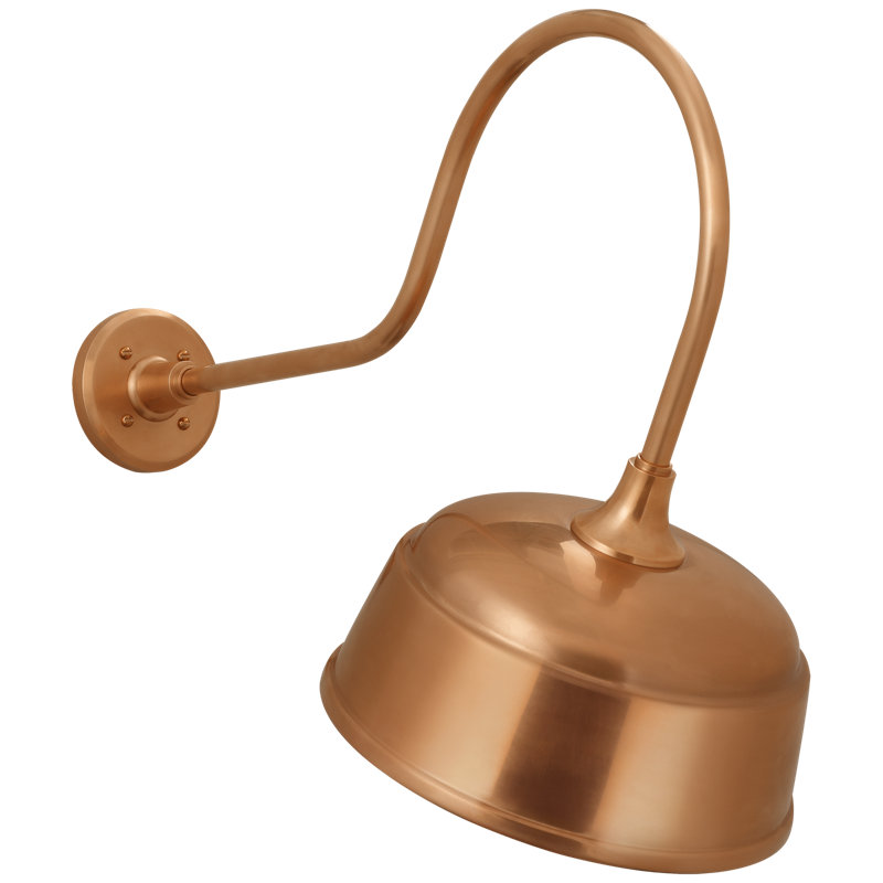 Thomas O'Brien, "Academy 26" Angled Flynn Barn Light in Soft Copper with 12.5" Rockhouse Shade, 22'' H x 12.5'' W x 26'' D