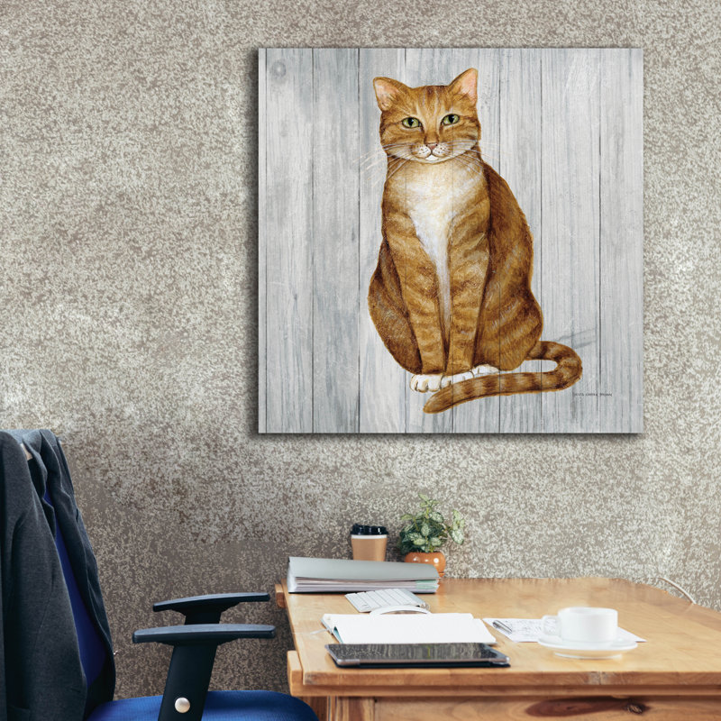 Art mural sur toile August Grove® «Country Kitty 2 On Wood» par David Carter Brown, H 37 po x l 37 po x P 1,5 po