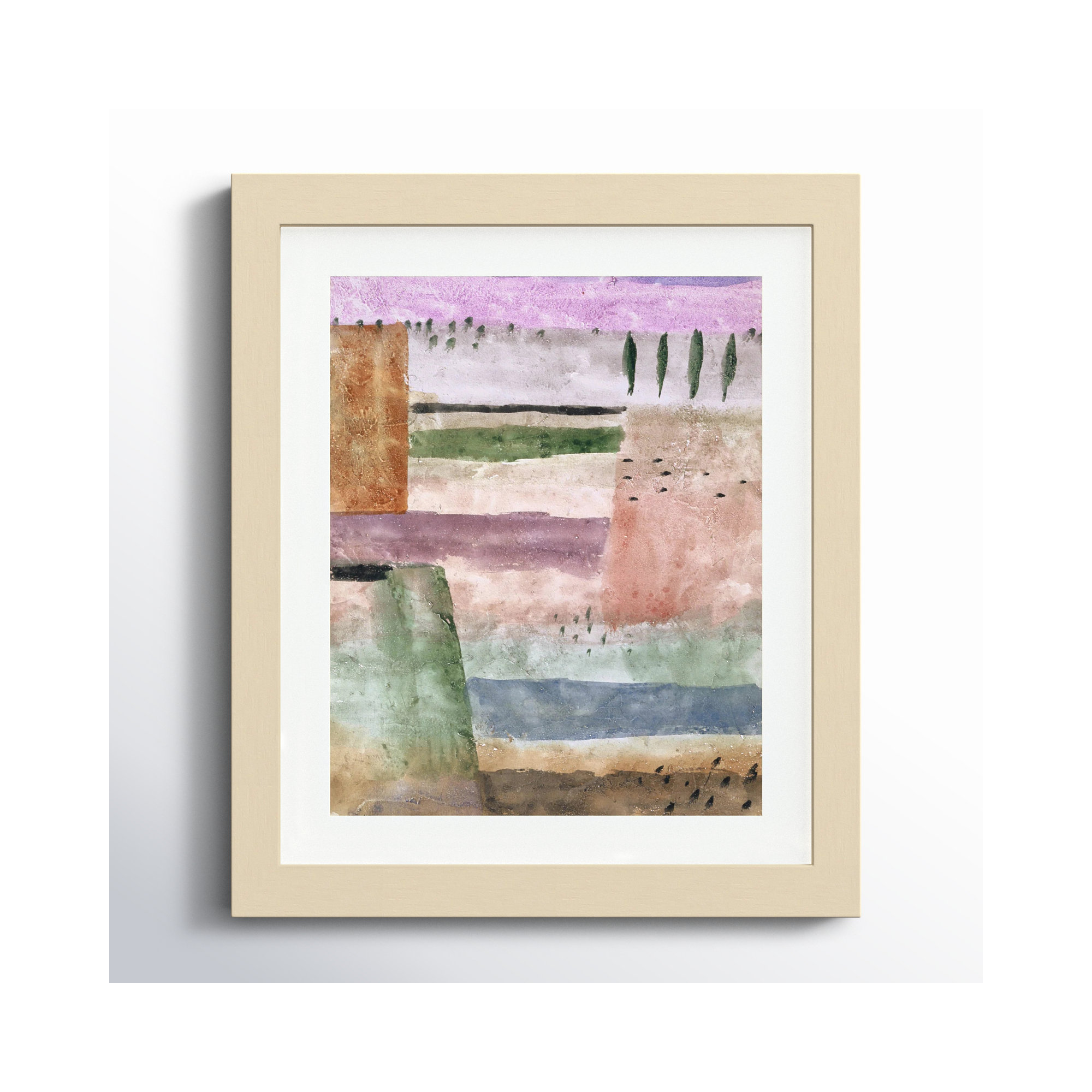 Landscape with Poplars by Paul Klee Wood Framed Wall Art Print, Brown , 13" H x 11" W