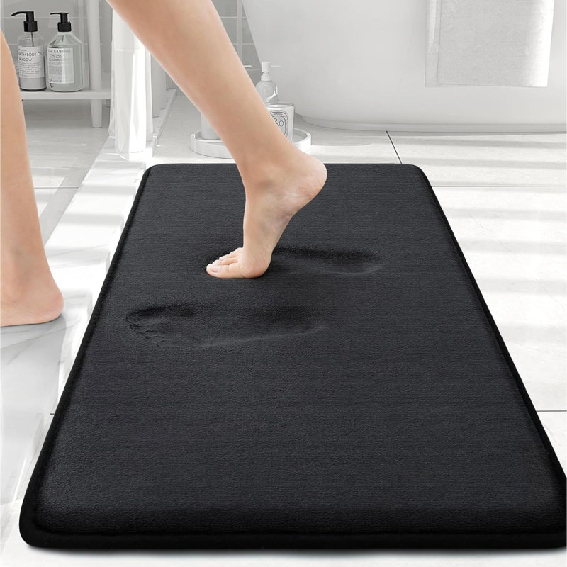 Chukri Memory Foam Non-Slip Bath Rug, Black