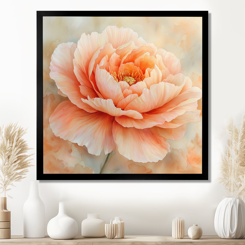 Art floral sur toile Pony Peach, Reproduction encadrée d'une seule photo, Noir, noir, noir, noir, H 16 po x l 16 po
