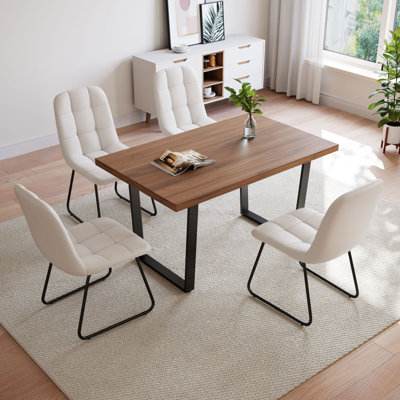 5-Piece Rectangular Dining Table Set With 4 Chairs For Dining Kitchen Room