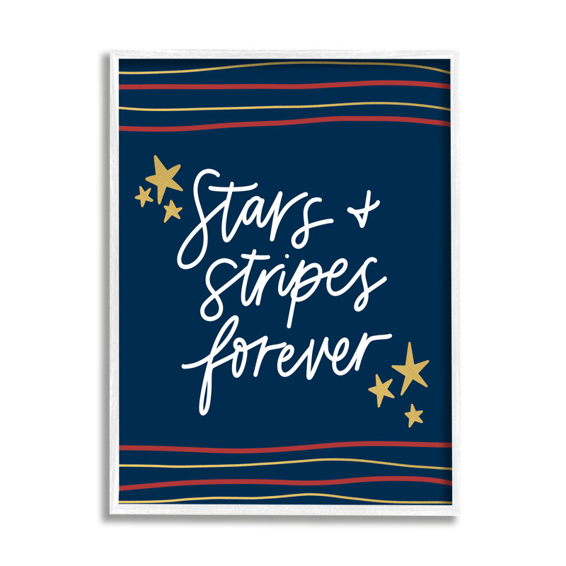 Étoiles à rayures pour toujours Americana, H 30 po x l 24 po x P 1,5 po, Giclée encadrée blanc bord de mer