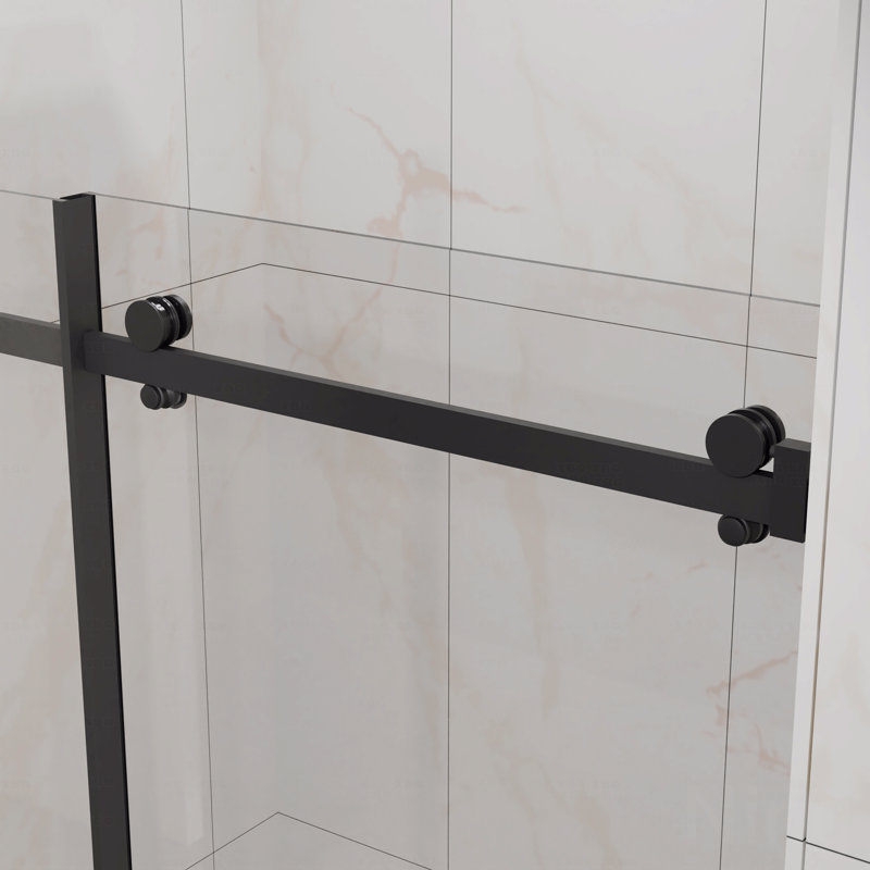 60"W X 58"H Bathtub Shower Door, Frameless Design Tub Sliding Opening Shower Door  - 1/4" (6Mm) Thick Clear Tempered Glass With With Easy-Clean Coating Function, Stainless Steel Hardware