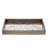 Gery Serving Tray Set Of 2, Patterned Glass Base And Rustic Brown Frame