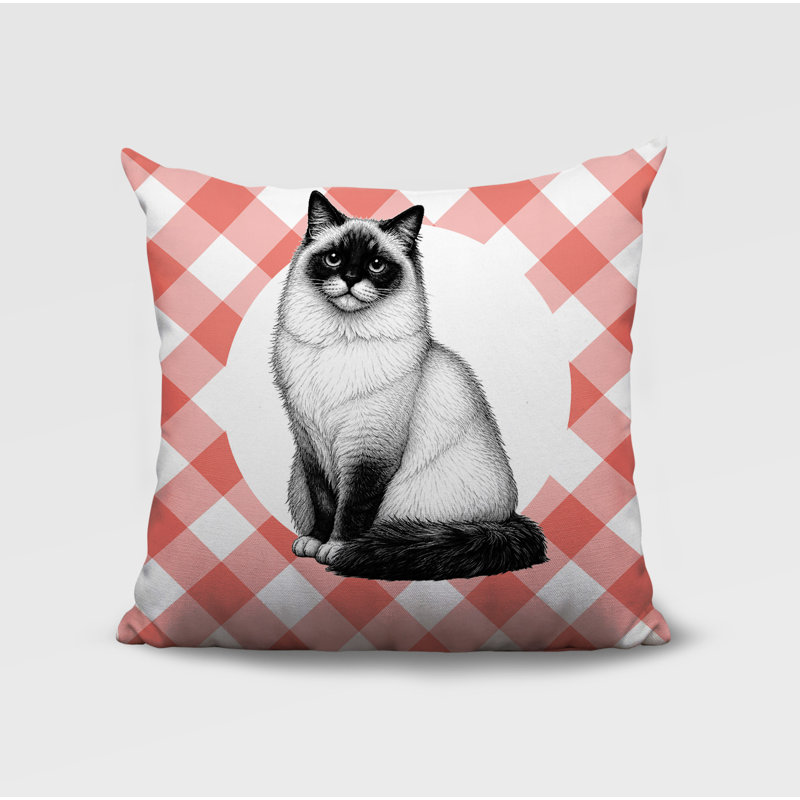 Oreiller réversible intérieur / extérieur Ragdoll Cat, 16x16, Peach