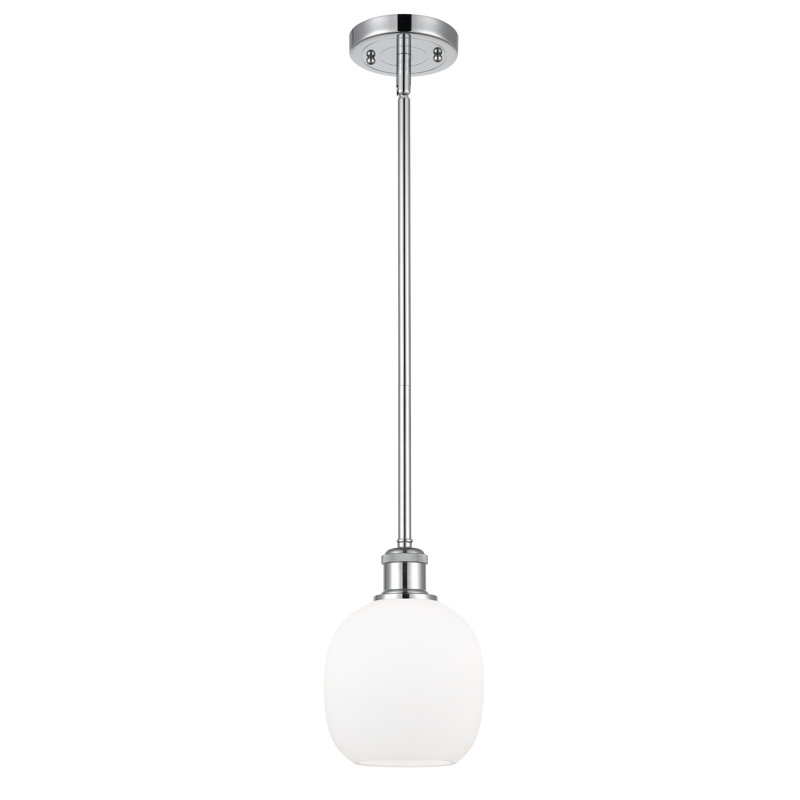 Luminaire suspendu sphérique 1 lumière Carlucci, Chrome poli, Ampoule non incluse, Blanc mat