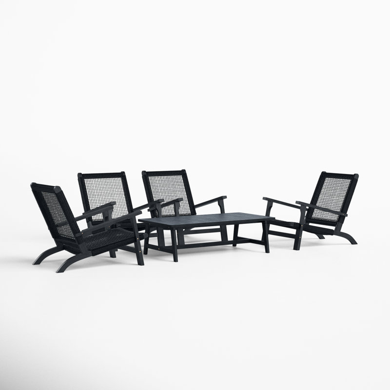 Kismet Acacia 4 - Person Patio Conversation Set, Black