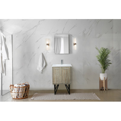 Bath Vanity 24 In. W X 20 In. D, Quartz Top, Gun Metal Faucet Set And 18 In. Mirror