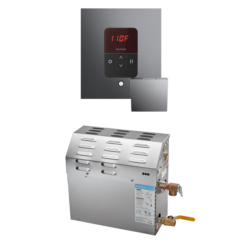 Ensemble de générateur de douche à vapeur MS 6 kW (6000 W) avec contrôle de température carré ITempo , Noir