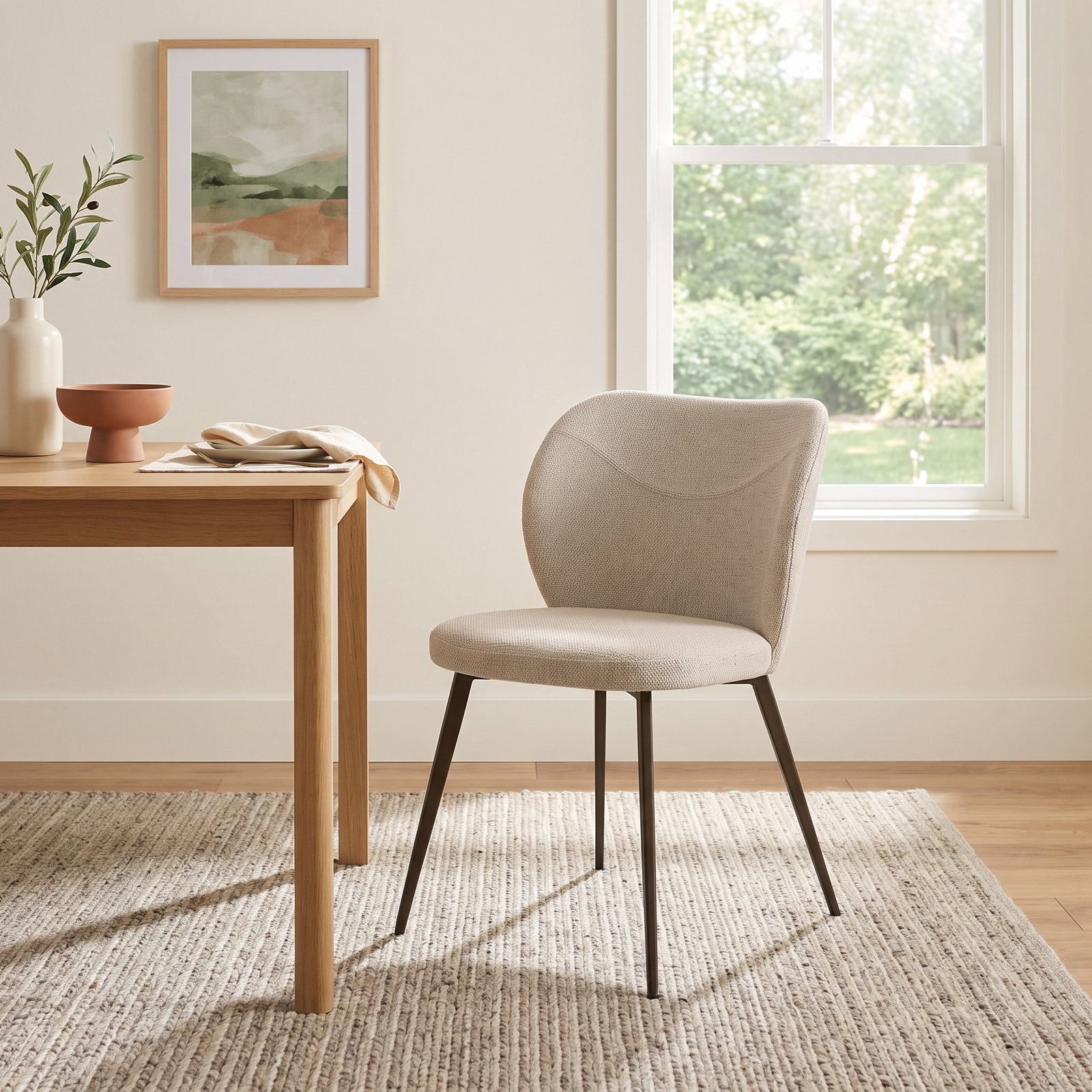 Granger Side Chair, Beige, Brown