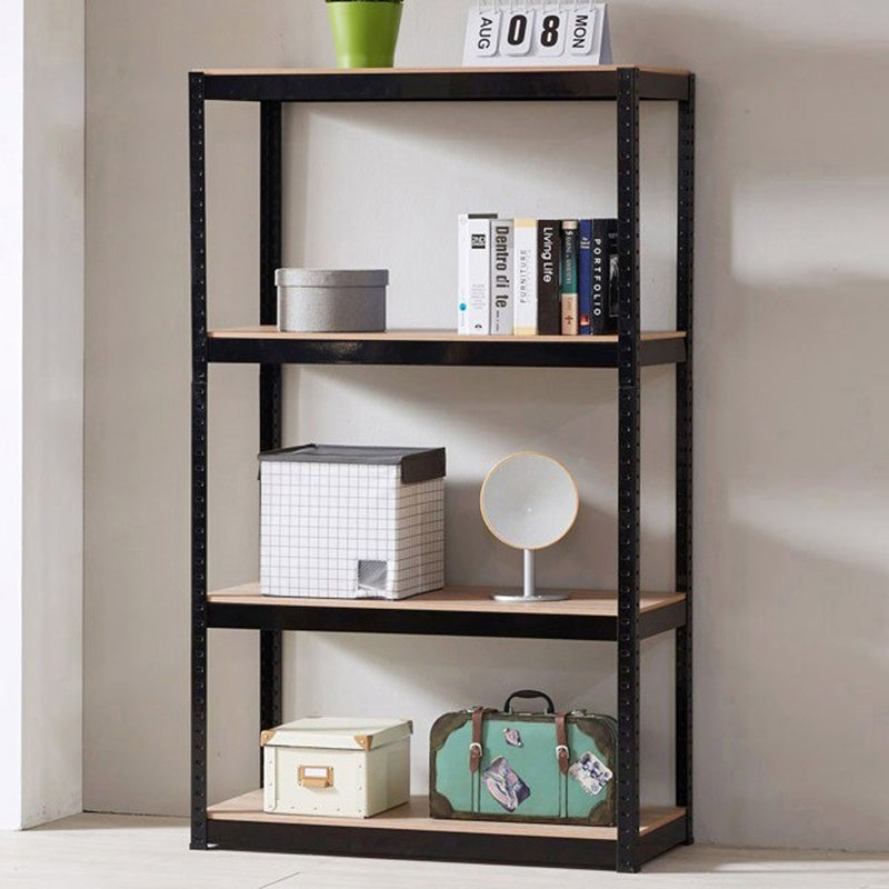Étagère de rangement réglable à 4 niveaux avec cadre en métal et planches stratifiées l 31,5 po x P 16,7 po, Noir