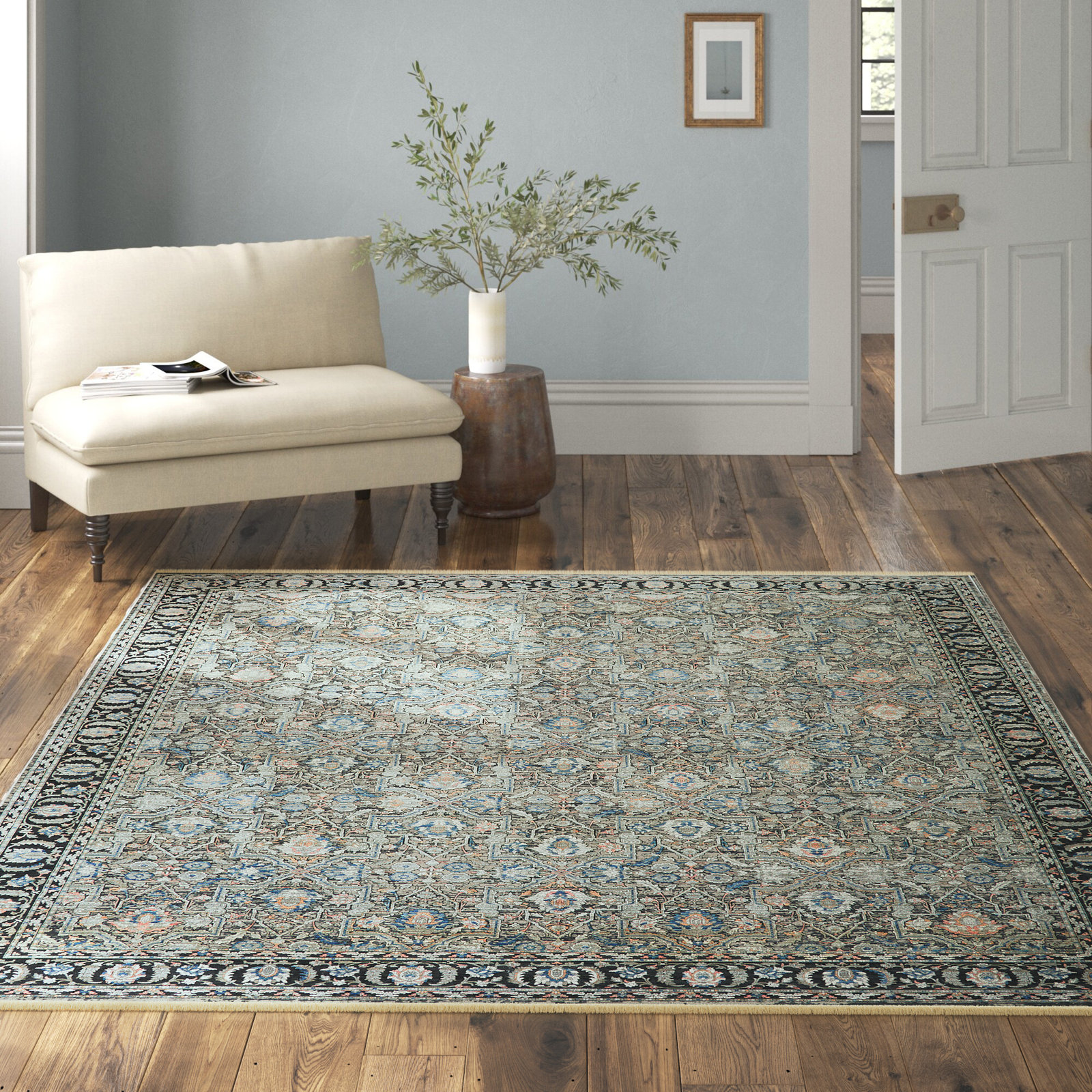 Halle Gray/Black Rug, Rectangle 9'10" x 12'6"