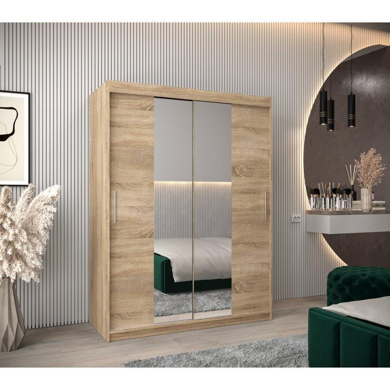 Orwigsburg 2 Door Solid + Manufactured Wood Wardrobe, Sonoma Oak