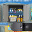 Armoire de rangement murale en métal avec porte verrouillable et 1 tablette 1 tiroir ouvert