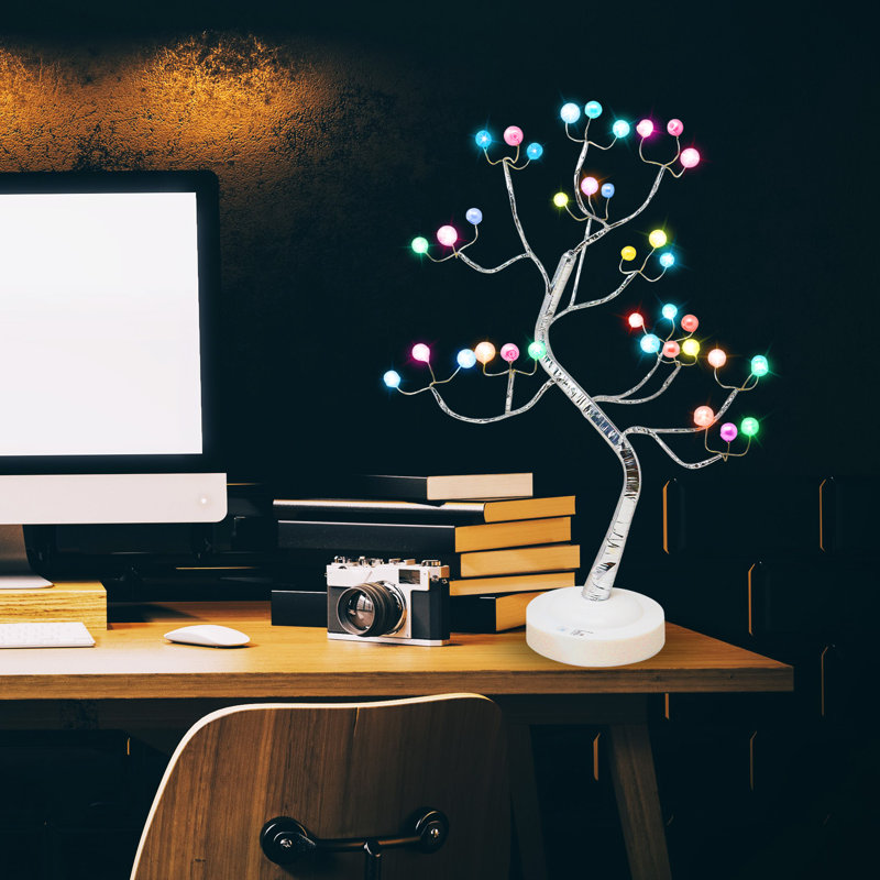 36 LED RGB Colour Changing Bonsai Light Fairy Tree Lamp USB Battery Operated Remote Control 16 Colour DIY Branches Artificial Tree With Timer(Pearl)