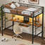 Lit mezzanine simple en métal avec bureau et tablette Snuggo, conception peu encombrante, éclairage à DEL intégré