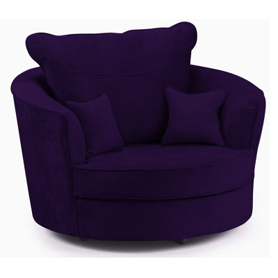 Desimone Upholstered Chenille Swivel Barrel Chair